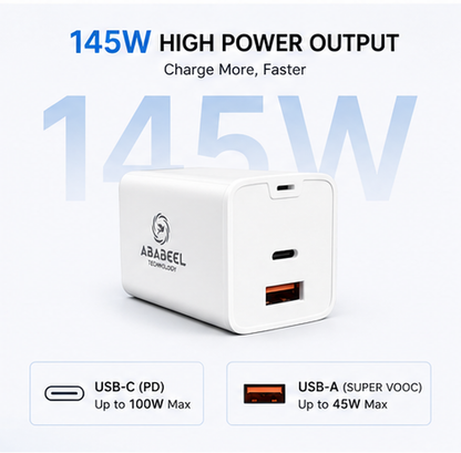 Ababeel 145W Super VOOC + PD Charger – Dual Port