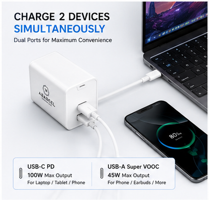 Ababeel 145W Super VOOC + PD Charger – Dual Port