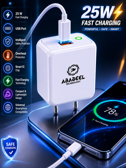 Ababeel 25W Fast Charger with LED Indicator