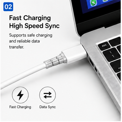 Silicone 80 Watt Data Cable USB Type- C White