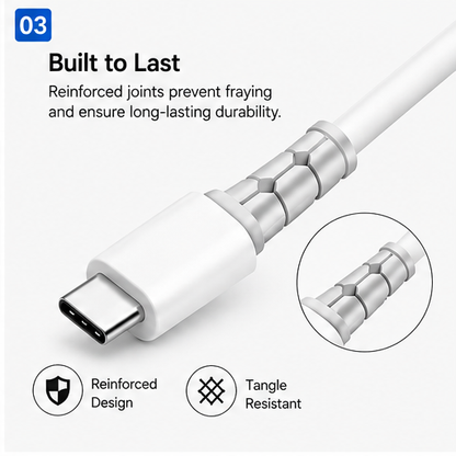 Silicone 80 Watt Data Cable USB Type- C White