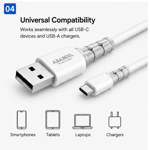 Silicone 80 Watt Data Cable USB Type- C White