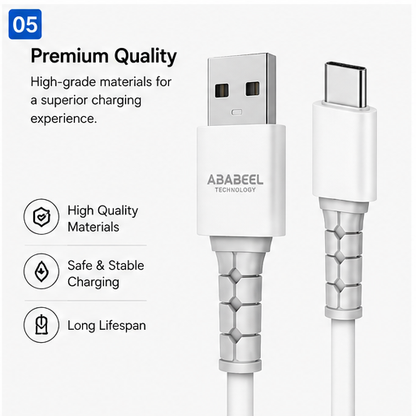 Silicone 80 Watt Data Cable USB Type- C White