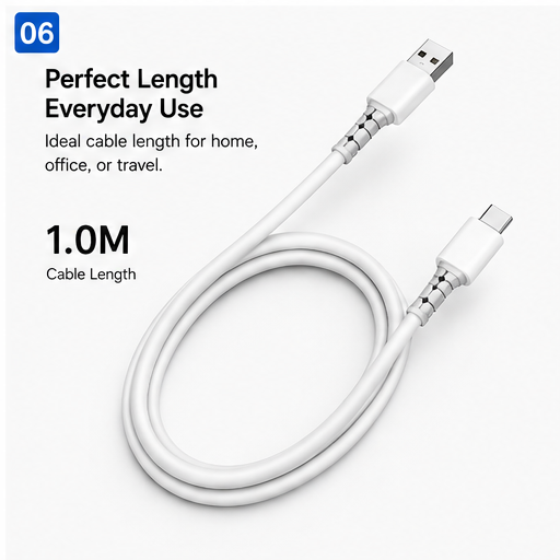 Silicone 80 Watt Data Cable USB Type- C White