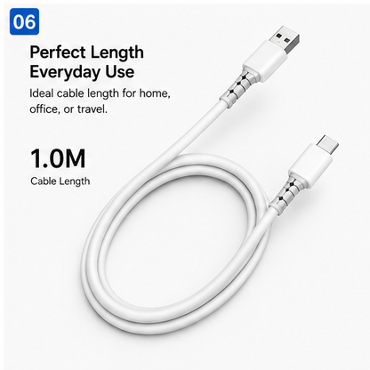 Silicone 80 Watt Data Cable USB Type- C White