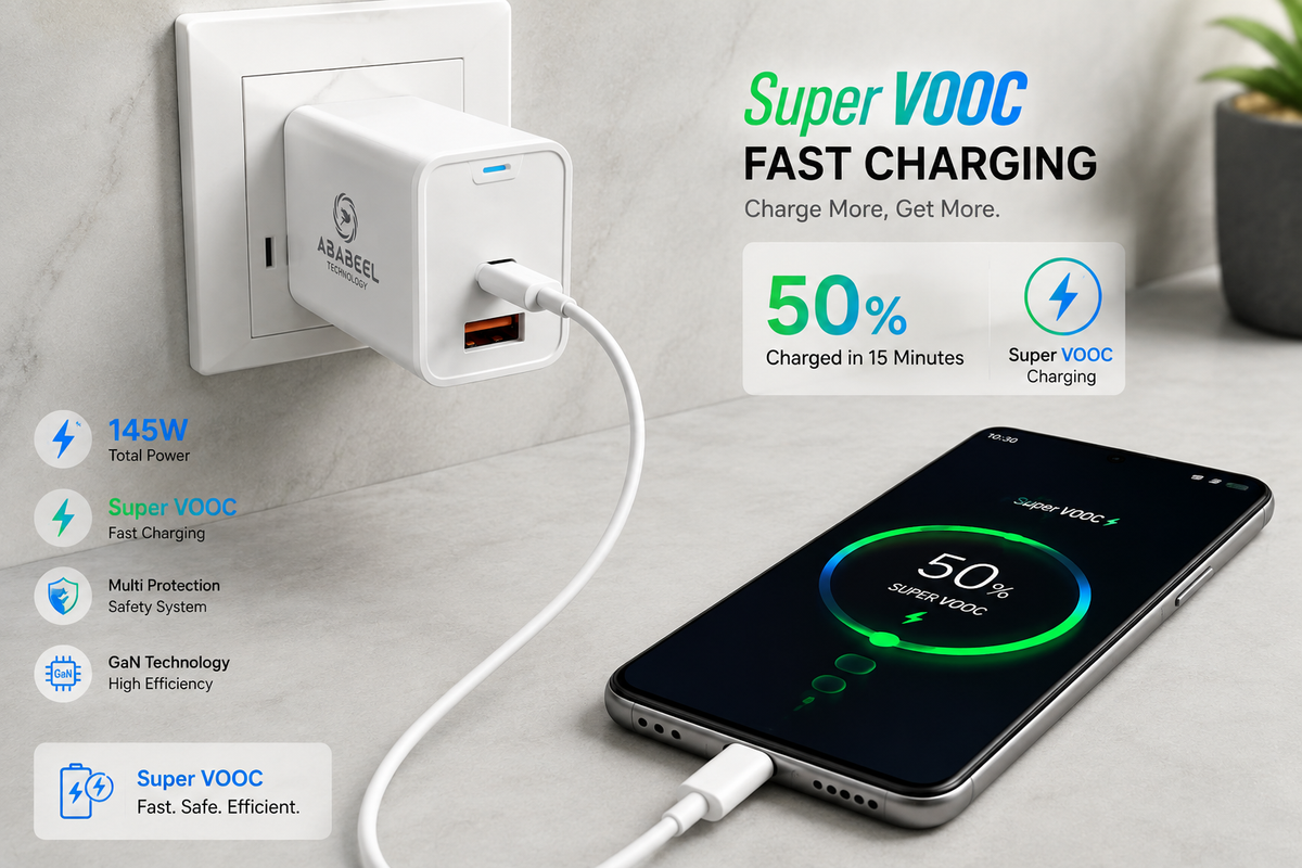 Ababeel 145W Super VOOC + PD Charger – Dual Port
