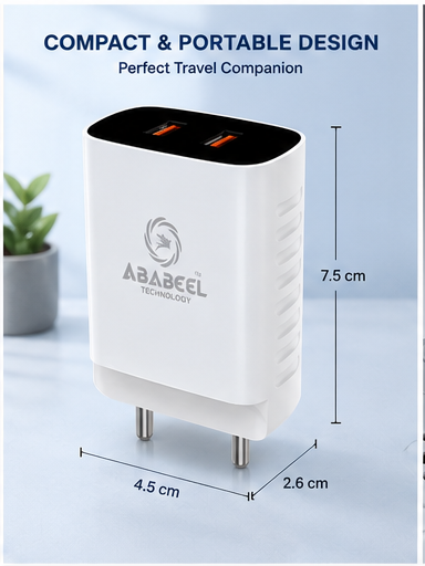 Ababeel 15W Dual USB Charger with Built-in Mobile Stand & LED Indicator