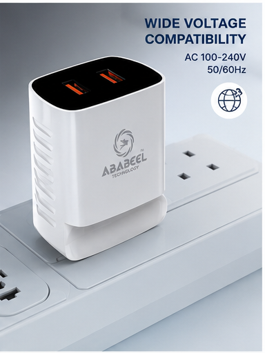 Ababeel 15W Dual USB Charger with Built-in Mobile Stand & LED Indicator