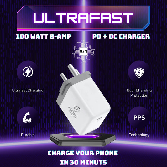 ABABEEL 100W PD USB C Port UltraFast Charger For iPhone & Android Phone.