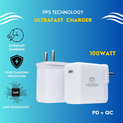 ABABEEL 100W PD USB C Port UltraFast Charger For iPhone & Android Phone.